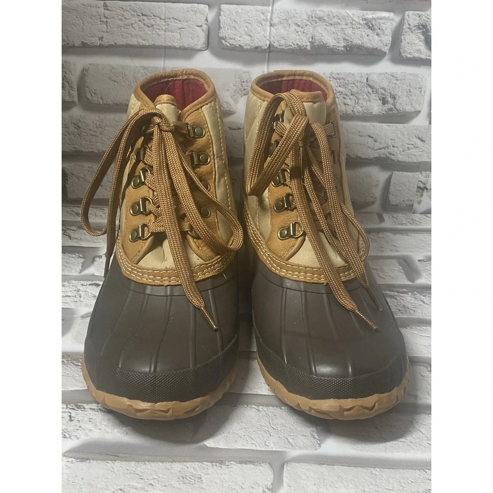 J. Crew Heritage Duck Boots in Quilted Nylon Khaki Loden Multi Lace Up Shoes‎ 10